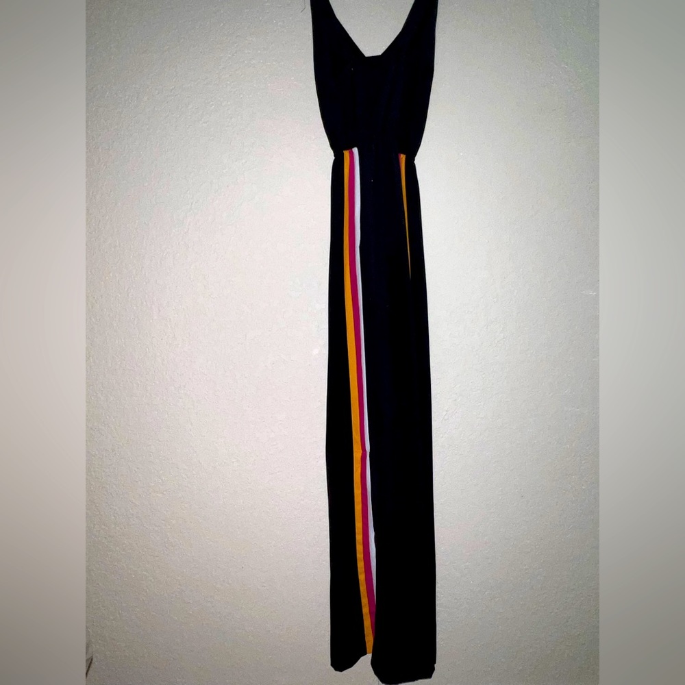 Multi-color low cut Jumpsuit with side leg slits
